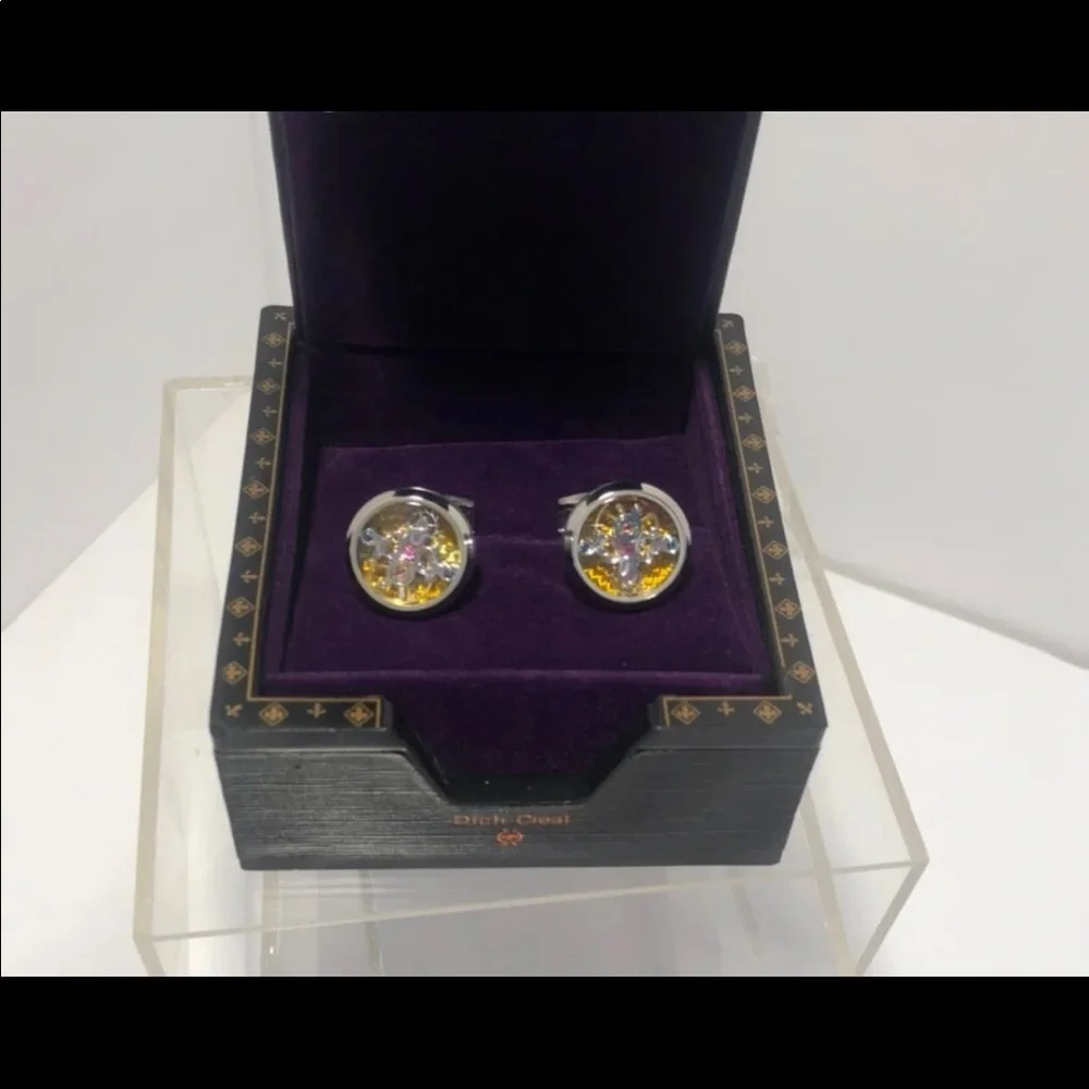 Dich Creat Cufflinks Stainless Steel Rhodium Emboss Tourbillon Men Cufflinks